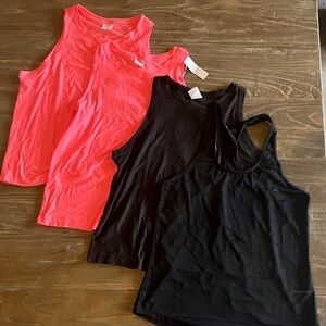 Active USA Neon Pink and Black Tank Tops